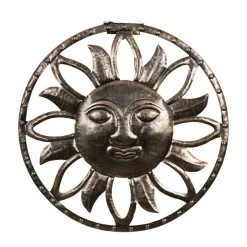 Luminaire Jardin|Eclairage Extérieur|KAEMINGK Lampe murale solaire en métal (D37 cm) Dieu soleil pâtiné et blanc chaud Or