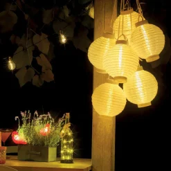 Luminaire Jardin|Eclairage Extérieur|#N/A Lanterne chinoise solaire (D20 cm) Papier chaud Blanc