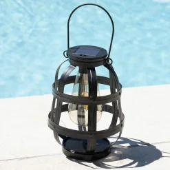 Luminaire Jardin|Eclairage Extérieur|#N/A Lanterne solaire métal LED (H18,5 cm) Julia Noir