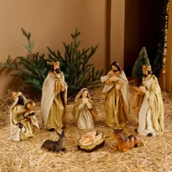 Personnages De Crèche|KAEMINGK Les 8 santons (H12 cm) de Olga Or