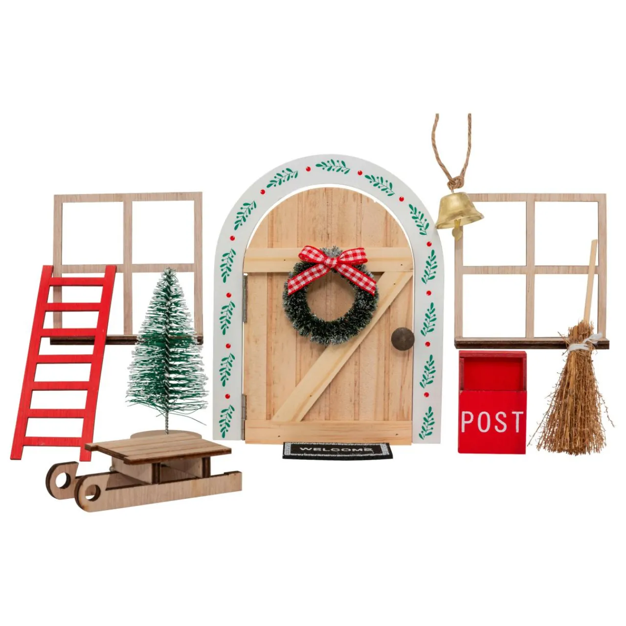 Déco Et Objet De Noël|JJA Lot de 10 accessoires déco en bois (H17 cm) Porte de petite souris Multicolore