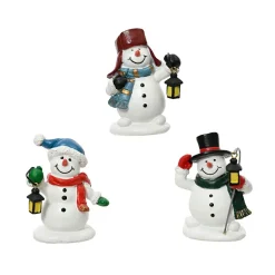 Personnage Et Accessoire Pour Village|KAEMINGK Lot de 3 Bonhommes de Neige (H6,5 cm) Joyeux pour village