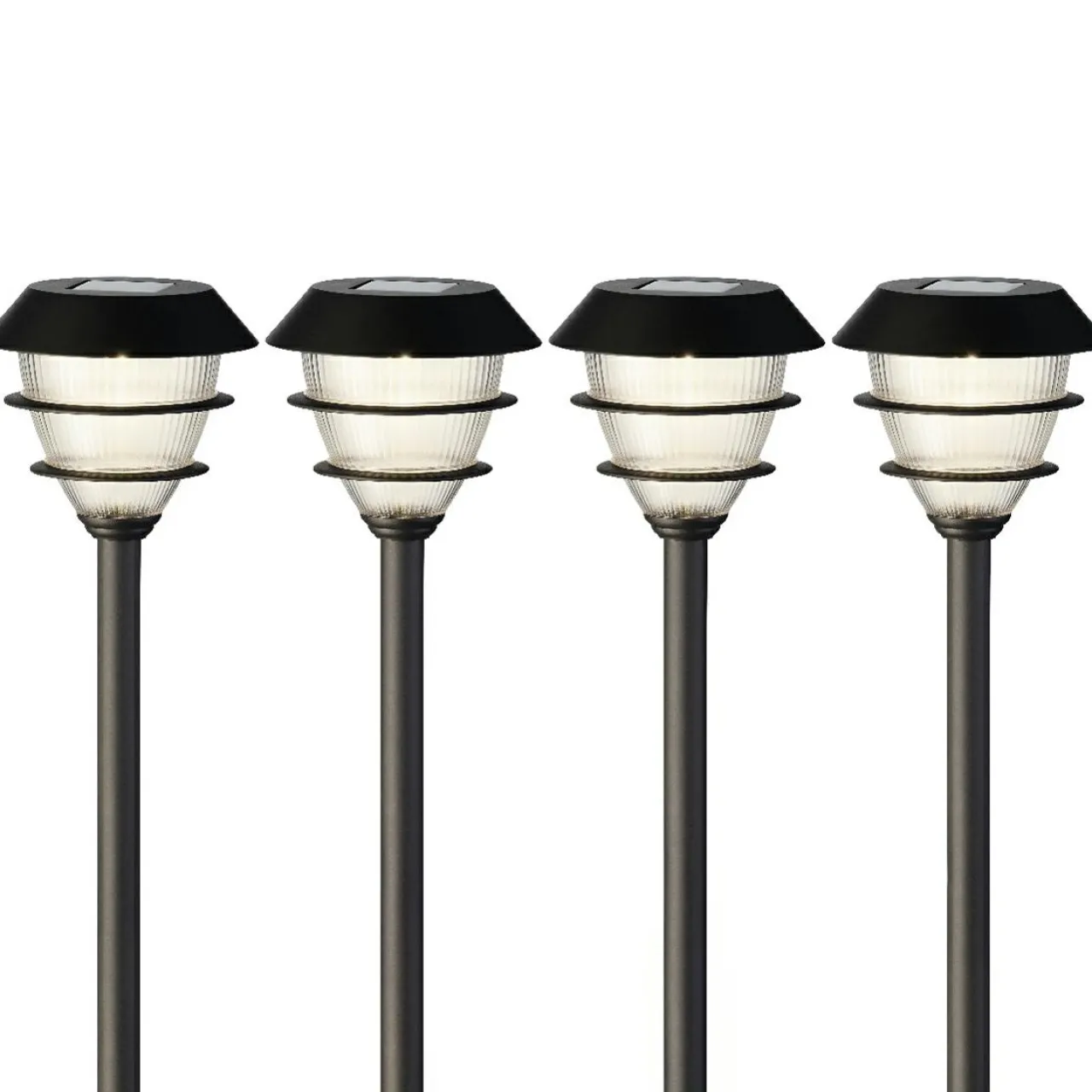 Luminaire Jardin|Eclairage Extérieur|#N/A Lot de 4 bornes de jardin solaire LED (H30 cm) Garden Noir