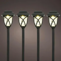 Luminaire Jardin|Eclairage Extérieur|#N/A Lot de 4 bornes de jardin solaire LED (H33 cm) Botany Noir