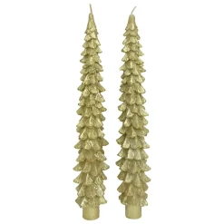 Bougie Et Photophore|JJA Lot de 2 bougies bâton en cire (H25 cm) Sapin Dé Or