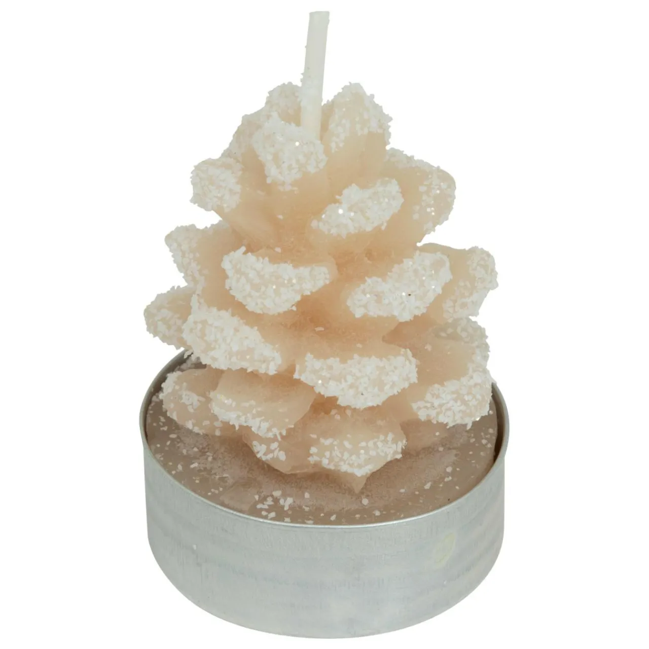 Bougie Et Photophore|JJA Lot de 4 bougies chauffe-plats Pomme de pain enneigée Beige