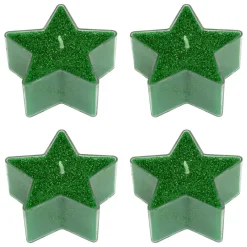 Bougie Et Photophore|JJA Lot de 4 bougies chauffe-plat Étoiles pailleté Vert