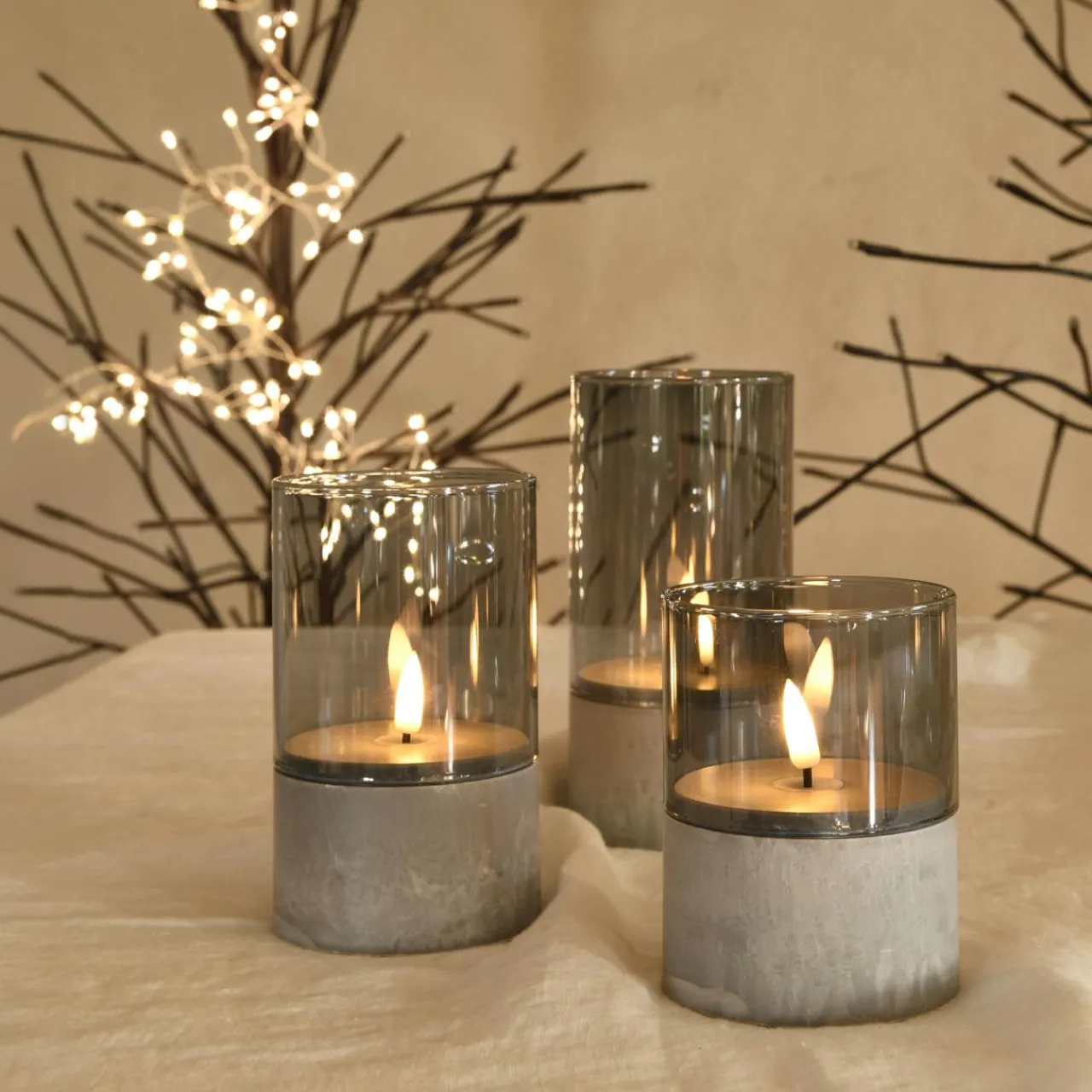 Bougie Et Photophore|BLACHERE Lot de 3 bougies LED en verre (H15 cm) Charme Blanc chaud