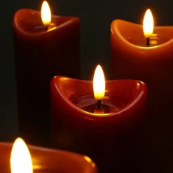 Bougie Et Photophore|KOOPMAN Lot de 3 bougies LED (H10 cm) Vouy Rouge