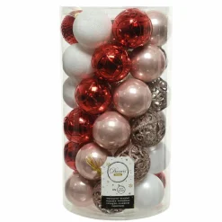 Boule De Noël|KAEMINGK Lot de 37 boules de Noël Alpine Rouge Tricolore_Rouge_Blanc_Argent