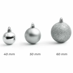 Boule De Noël|EMINZA Lot de 30 boules de Noël assorties New Alpine Argent
