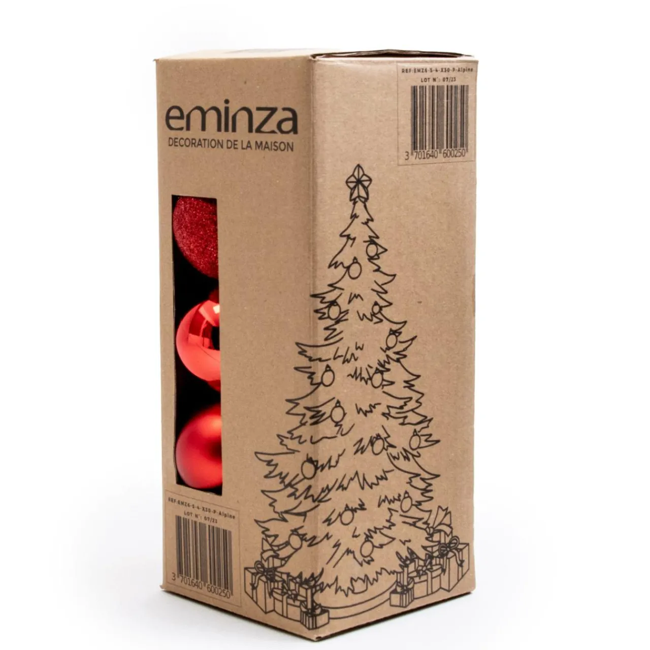 Boule De Noël|EMINZA Lot de 30 boules de Noël assorties New Alpine Rouge