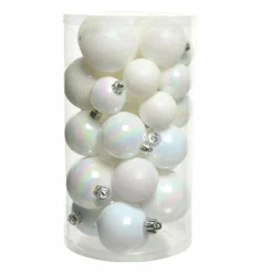 Boule De Noël|KAEMINGK Lot de 30 boules de Noël assorties Alpine Blanc irisé