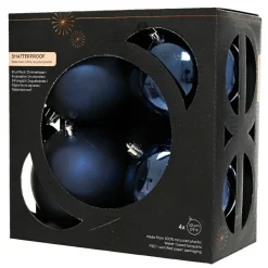 Boule De Noël|KAEMINGK Lot de 4 boules de Noël (D100 mm) Aravis Bleu nuit
