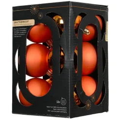 Boule De Noël|KAEMINGK Lot de 12 boules de Noël (D60 mm) Aravis Orange