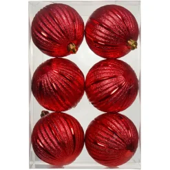 Boule De Noël|KAEMINGK Lot de 6 Boules de Noël (D80 mm) Glitter Rouge