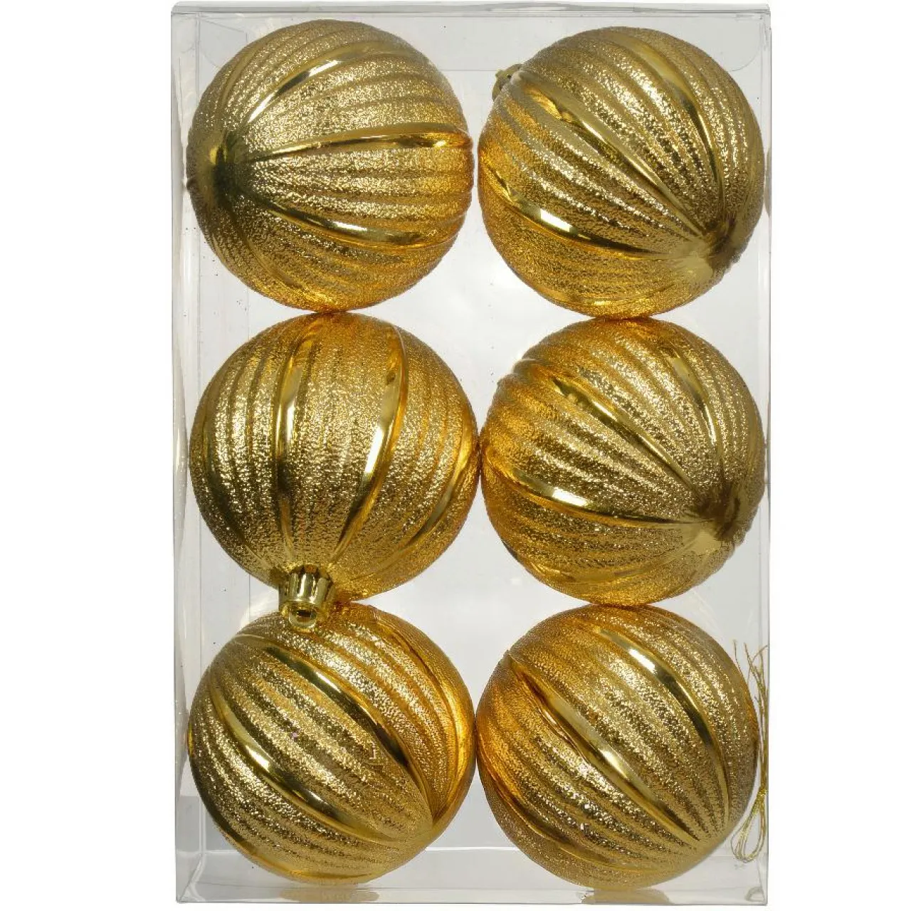 Boule De Noël|KAEMINGK Lot de 6 boules de Noël (D80 mm) Glitter Or