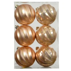 Boule De Noël|KAEMINGK Lot de 6 boules de Noël (D80 mm) Glam chic Pêche