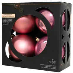 Boule De Noël|KAEMINGK Lot de 4 boules de Noël (D100 mm) Aravis Vieux rose