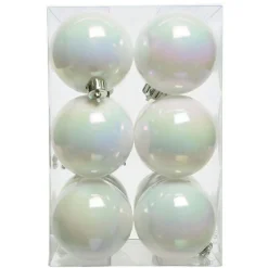 Boule De Noël|KAEMINGK Lot de 12 boules de Noël (D60 mm) Aravis Blanc irisé