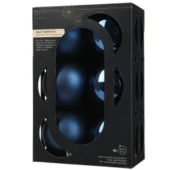Boule De Noël|KAEMINGK Lot de 6 boules de Noël (D80 mm) Aravis Bleu nuit