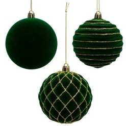 Boule De Noël|JJA Lot de 9 boules de Noël (D80 mm) Muswell et vert sapin Bordeaux