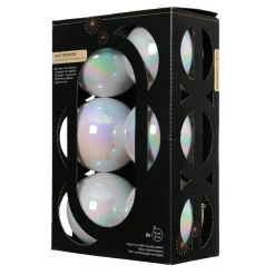 Boule De Noël|KAEMINGK Lot de 6 boules de Noël (D80 mm) Aravis Blanc irisé