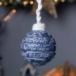 Boule De Noël|KAEMINGK Lot de 3 boules de Noël (D80 mm) en verre Silva Bleu nuit