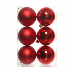 Boule De Noël|KAEMINGK Lot de 6 boules de Noël (D80 mm) Aravis Rouge