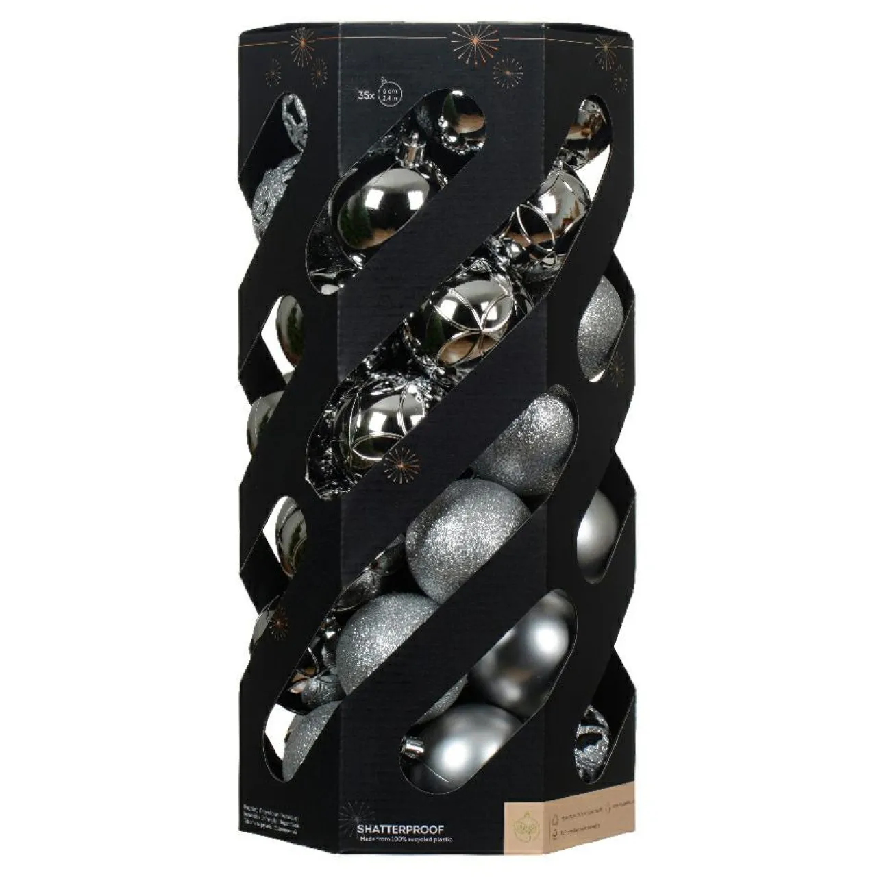 Boule De Noël|KAEMINGK Lot de 35 boules de Noël (D60 mm) Aravis Argent