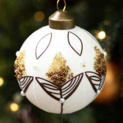 Boule De Noël|KAEMINGK Lot de 3 boules de Noël (D80 mm) en verre Douceur sucrée Blanc laine