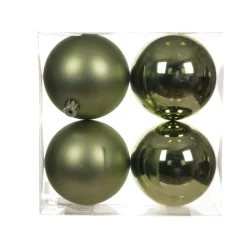 Boule De Noël|KAEMINGK Lot de 4 boules de Noël (D100 mm) Aravis Vert romarin