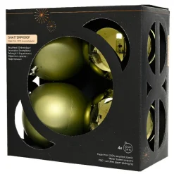 Boule De Noël|KAEMINGK Lot de 4 boules de Noël (D100 mm) Aravis Vert romarin