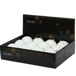 Boule De Noël|KAEMINGK Lot de 12 boules de Noël (D80 mm) Sequins irisé Blanc
