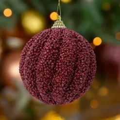 Boule De Noël|KAEMINGK Lot de 12 boules de Noël (D80 mm) Etincelle Bordeaux