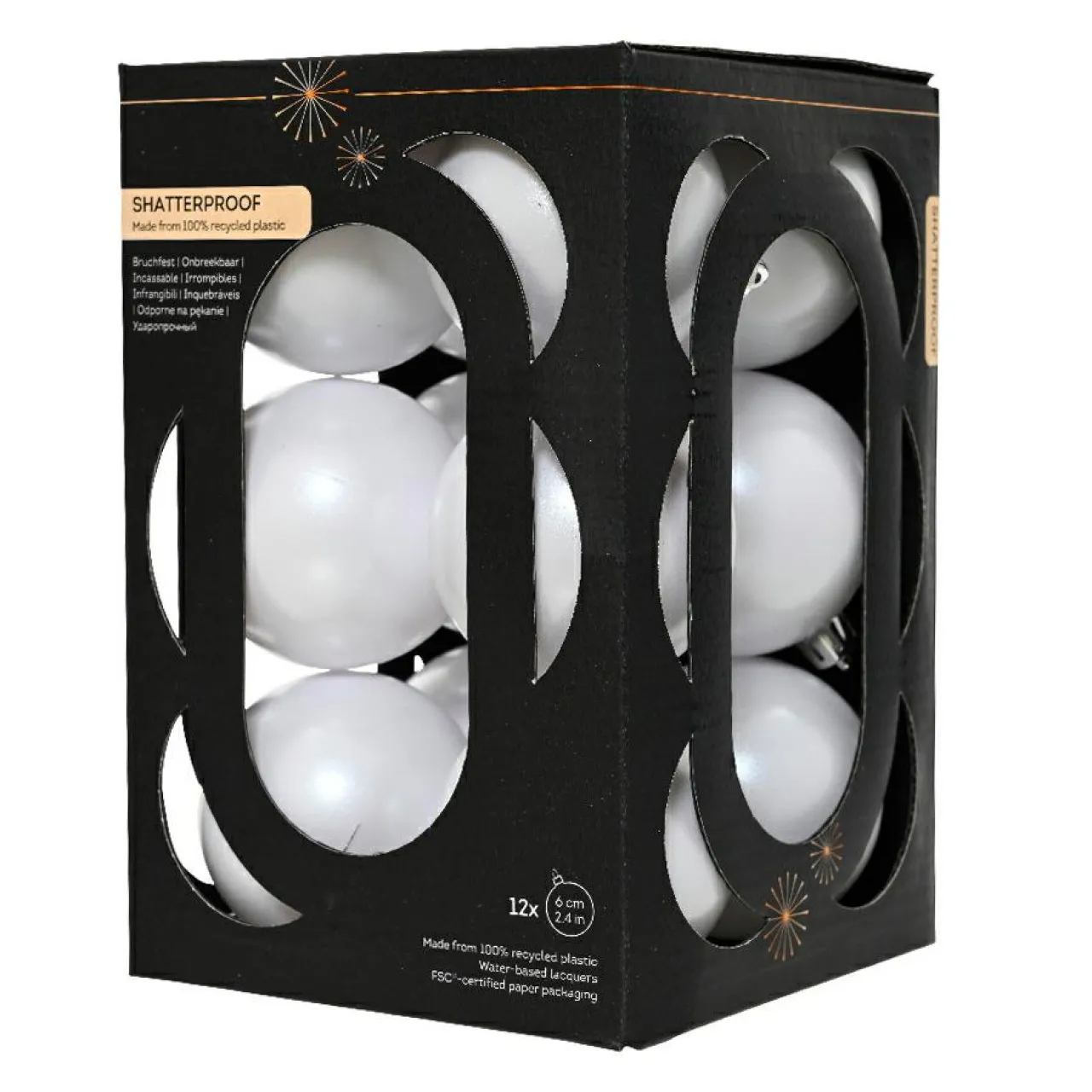 Boule De Noël|KAEMINGK Lot de 12 boules de Noël (D60 mm) Aravis Blanc