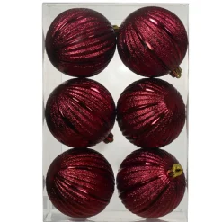 Boule De Noël|KAEMINGK Lot de 6 Boules de Noël (D80 mm) Glitter Bordeaux