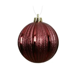 Boule De Noël|KAEMINGK Lot de 6 Boules de Noël (D80 mm) Glitter Bordeaux