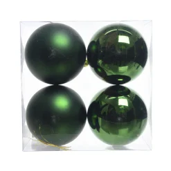 Boule De Noël|KAEMINGK Lot de 4 boules de Noël (D100 mm) Aravis Vert sapin