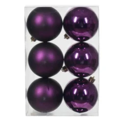Boule De Noël|KAEMINGK Lot de 6 boules de Noël (D80 mm) Aravis Figue Violet