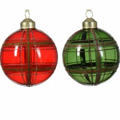 Boule De Noël|KAEMINGK Lot de 12 boules de Noël (D80 mm) en verre Lauri Rouge