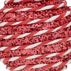 Boule De Noël|JJA Lot de 6 boules de Noël (D80 mm) Rayé Fantaisie Rouge et blanc