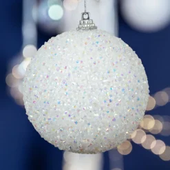 Boule De Noël|KAEMINGK Lot de 12 boules de Noël (D80 mm) Sequins pailletés Blanc