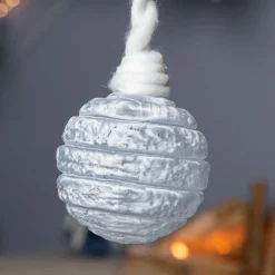 Boule De Noël|KAEMINGK Lot de 3 boules de Noël (D80 mm) en verre Silva Bleu clair