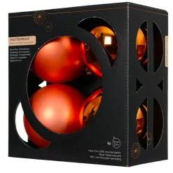 Boule De Noël|KAEMINGK Lot de 4 boules de Noël (D100 mm) Aravis Orange