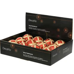 Boule De Noël|KAEMINGK Lot de 12 boules de Noël (D80 mm) Marilyn pailleté or Rouge