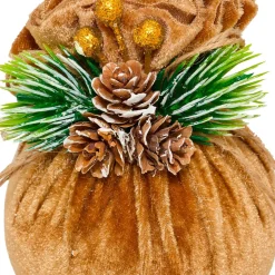 Boule De Noël|JJA Lot de 3 boules de Noël (D80 mm) Ballotines de velours Naturel