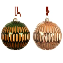 Boule De Noël|KAEMINGK Lot de 12 boules de Noël (D80 mm) Luxe Rétro et vert sapin Orange