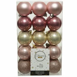 Boule De Noël|KAEMINGK Lot de 30 boules de Noël (D60 mm) Alpine multi Rose poudré
