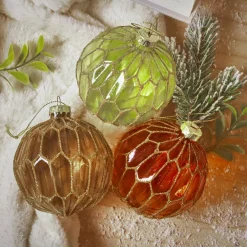 Boule De Noël|KAEMINGK Lot de 12 boules de Noël en verre (D80 mm) Chic pailleté or Multicolore